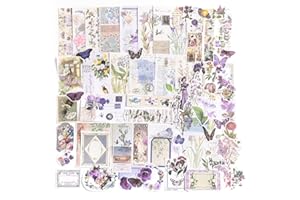 Alideco 200pcs Vintage Scrapbook Stickers Scrapbooking Paper Retro Plant Butterfly Washi Stickers for Scrapbooking Journaling Bullet Planner Supplies (zixuanxiangcao)