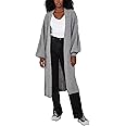 H&F Women’s Balloon Sleeve Open Front Maxi Fit Cardigan Classic Knitted Longline Pockets Sweater Stylish Boyfriend Design One Size Fit UK 8-22