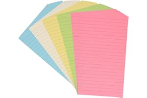 BIDPONDS Filofax - Papel de color con rayas A6, hojas sueltas A6 para carpeta de 6 anillas, 6 agujeros perforados, 50 hojas/100 páginas, a rayas (17,2 x 9,5 cm) (1)