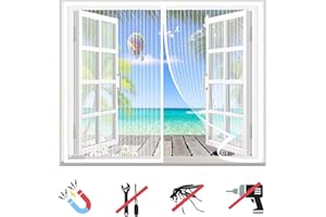 LRHRHR Moustiquaire Fenêtre Magnétique, Maille Ultra Fine Moustiquaire, Fermeture Automatique, sans Perçage, pour Fenêtres Porte-White-A|| 47x62inch(120x160cm)