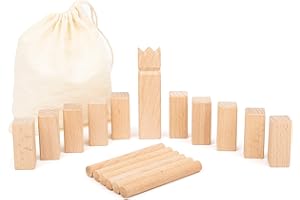 Small Foot 11356 Viking Mini-Kubb, Jeu d'équipe en Format Extra Compact, 17 pièces avec Sac de Rangement Jouets, Multicolore