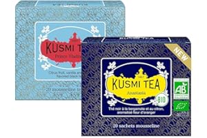 Kusmi Tea - Anastasia & Prince Vladimir - Lot de 2 boîtes -Thé Noir Biologique - Iconique Earl Grey à la Bergamote, à l'Orange et au Citron - Thé caféiné - 2x20 Sachets de Thé
