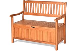 GOPLUS Banc de Jardin avec Boîte de Rangement, Coffre de Rangement Extérieur en Bois d'Acacia, Chaise de Jardin 2 Personnes, Charge Max 360 KG, 107 x 59 x 90cm
