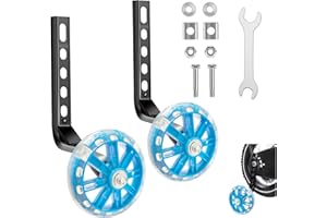 LIFEASY STORE 1 Paire Auxiliaire Roue Bicyclette, Roulette Velo Universelle pour Vélos 12-20 Pouces, Roues D'entraînement Réglables pour Enfants, Compatible avec VéLo à Vitesse Unique De 12, 14, 16, 18, 20", Bleu