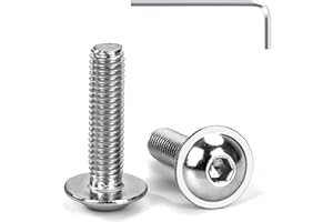 Tunejoy Viti a Testa Bombata con Flangia M5 x 20 mm Vite a Testa Esagonale Bulloni in Acciaio Inox A2 V2A Viti a Brugola con Chiavi a Esagono Filettatura Completa 20 Pezzi