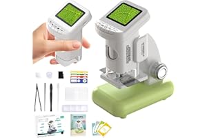 Bostar Mikroskop für Kinder 120-1200X mit Ständer/38 Sammelkarten/5 Folien, 2-in-1 2,0" IPS Bildschirm Handy Digital Mikroskop mit Wissenschaftlichen Kits für Weihnachten Geburtstag Geschenke