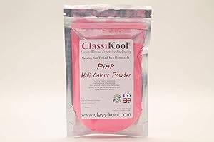 Classikool Holi Festival Throwing Powder: 7 Colours for 5K Runs, Marathons & Parties (Pink, 100g)