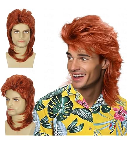 Perruque Longue Bouclée Marron Et Blanc - Style Rocker Années 70-80, Pour Déguisement Halloween, Cosplay, Fête