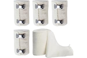 Simsky 5 Pièces Bandage Médical Élastique, Bande de Crêpe Médicale, 4.5 m x 5 cm, 5 Rouleaux, Bandage de Compression élastique, Bandage Extensible, Absorbant et Réutilisable en Coton Pur