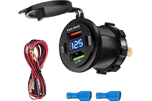 12 Volt 66W USB-uttag, 4-ports bil-laddare med dubbel PD 3.1A 30W och dubbel snabb USB-A-laddning med LED-voltmeter för snabb
