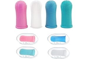 ANGUXER 4 PCS Brosse a dent chien, brosse à dent pour chat, pour soins dentaires pour chiens et chats