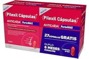 PILEXIL - Cápsulas Anticaída Forte Max 2 uds x 90 Cápsulas, Complemento Alimenticio, para Caída Progresiva del Cabello y Uñas, con Extractos de Plantas, Vitaminas y Minerales, para Hombres y Mujeres