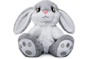 Nleio Easter Bunny Plush Soft Toy, 8.5" Plush Rabbit with Floppy Ears, Machine Washable & Softness, Bunny Teddy Stuffed Animals for Girls Boys Babies Kids Easter Toys Gifts Decorations (Gray)