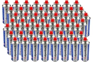 ALPENTECH | 56 Cartouches Gaz Butane 250g Clipsables Anti-Fuite TUV (UN2037) | Mega Pack Économique pour Réchaud de Camping, Chalumeau, Lanterne à Gaz & Désherbage.