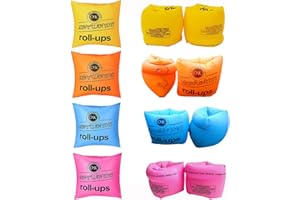 PIUMOJ Manguitos Hinchables, Manguitos De Natación Inflable, Brazaletes de Natación Inflables, Brazalete Hinchable Flotador de Mangas, Manguitos Flotadores de Natación Niños, 8 Piezas, 4 Colores