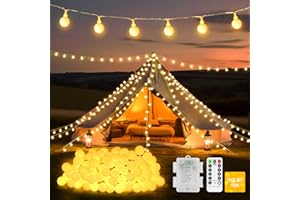 JXLEDAYY 12 M 100 LED Fairy Lights Outdoor IP44 Waterproof Globe String Lights Warm White 2700K Battery Operated Christmas Lights with Remote 8 Modes for Bedroom Patio Garden Party Indoor Decorations