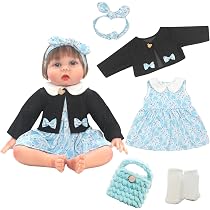 Set De Ropa Para Muñeca 50-55 Cm – Falda Floral Azul, Chaqueta Vaquera Y Accesorios – Regalo Ideal Para Niñas