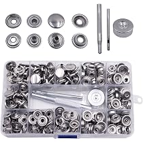 50 Kit di Bottoni Automatici in Pelle, Bottoni Automatici in Metallo per Vestiti, Giacche, Jeans, Braccialetti, Borse 15mm