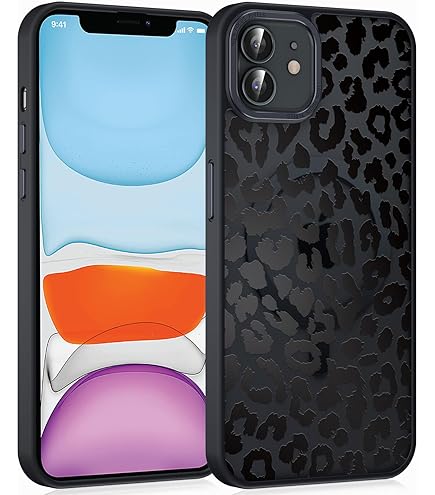 Jusy Hoes voor mobiele telefoon met magneetsluiting voor iPhone 13 Pro, esthetisch luipaardpatroon, compatibel met MagSafe, tweelaagse stootvaste bumper, zilver