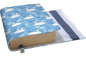 Kapax Flex - Copertina regolabile per libro, copertina per libro rigido, diario, romanzo, tessuto lavabile, impermeabile, regolabile, si adatta allo spessore (cigno)