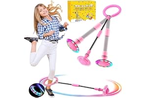 Q-WOOFF Kinder Blinkender Springring, Sport Sprungball，Faltbarer Flash Jumping Ball, Geeignet Für Geschicklichkeitsspiele Für Kinder Oder Erwachsene, Übung (Rosa) (L)