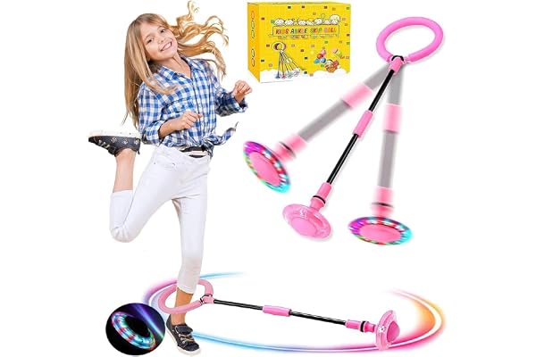 Q-WOOFF Anneau De Saut Clignotant, Balle De Saut De Sport, Balle De Saut Flash Pliable, Adaptée Aux Jeux d'Adresse pour Enfants Ou Adultes, Exercice (Rose)