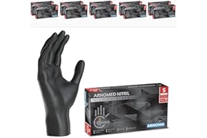 1000x ARNOMED® Gants en nitrile taille S Noir, Gants à usage unique pour chirurgie & laboratoire, Gants en nitrile sans poudre & sans latex, Moufles en nitrile XS, S, M, L, XL, XXL
