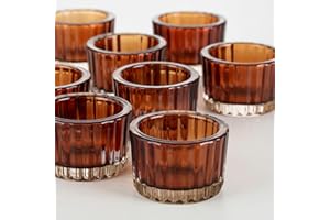 Romadedi 12 portacandele votivi in vetro ambrato, centrotavola per matrimoni, decorazioni per tavoli, piccoli portacandele per feste, cene, decorazioni per la casa