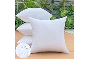 OTPIPCS 40 x 40 cm Outdoor Cushion Fillings Set of 4 Waterproof Decorative Cushions for Garden Furniture Sofa & Patio White Square Cushions with Premium Filling Weatherproof & Decorative Couch