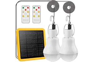 2 Pack Solar Powered Led Shed Light Bulb, TechKen Portable Lantern Lamp with Panel for Indoor Outdoor Kitchen Garden Patio Yard Hiking Camping Tent Fishing (UK4)