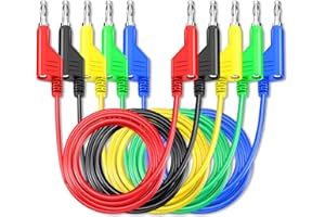 Cleqee 5 Stück Stapelbar Banane zu Bananenstecker Prüfkabel weiche elektrische Testkabel Draht 6,56ft/2m für Multimeter 1000V 15A