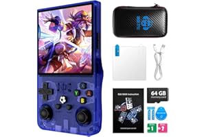 BAIR XS R36MAX Retro Handheld Game Console, 18000+ Classic Games, Multiple Emulators, Portable Gaming System with Carrying Case (Blue)