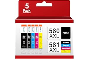 NewLift PGI-580 CLI-581XXL Druckerpatronen Kompatibel für Canon 580 581 Patronen Multipack für Canon Pixma TS705 TR8550 TS6150 TR7550 TS6250 TR8500 TS8251 TS6350 (PGBK/C/M/Y/BK，5er-Pack)
