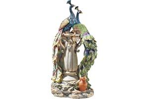 Design Toscano KY69768 Peacocks in Paradise Home Decor Statue, 48 cm, Polyresin, Full Color