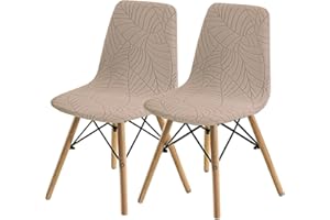 SHENGYIJING Esszimmerstühle Abdeckungen 2/4/6 Stück,Stil Shell Esszimmerstuhl Mid Century Modern Stuhl Sipcover,Gepolsterte Dining Accent Side Stuhlhussen (Khaki1,2 Pieces)
