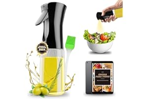 CAVECA Pulverizador Aceite Spray Freidora Aire de 300ML + REGALO (e-Book + Pincel), Vaporizador Aceite con Difusor de Aceite Cocina, Bote Spray Pulverizador Aceite, Aceitera con Spray Pulverizador