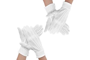 Giantree 2 pary białych rękawiczek mundurowych, białe bawełniane rękawiczki dla mężczyzn i kobiet, rękawiczki do sukienek paradowych, antypoślizgowe rękawice dla uczestników sukienki, inspektorów