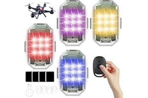LONGZIMING 4 Stück Auto Fernbedienung Blitzlicht, Drahtloses LED-Blitzlicht mit hoher Helligkeit, 7 Farben Led Aircraft Strobe Lights & USB Charging Blitzlichter Drone Night Light für Motorrad, RC-Auto, Drohne