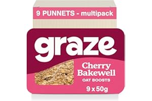 Graze - Healthy Snacks flapjacks cherry bakewell oats bars - Packaging may vary - (Cherry Bakewell, 9 x 50g)