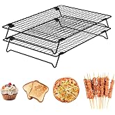 2 Pieces Stackable Cooling Rack 13.4 X 9.4 X 6 cm | Folding Non-Stick Cooking Rack for Cooling Cakes, Bread, Roasted Foods an