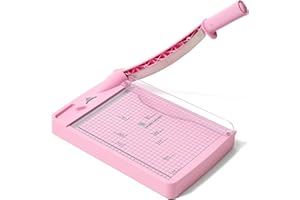 JIELISI A4 Paper Cutter, Heavy Duty Guillotine Paper Trimmer Scrapbooking Tool with Safety Guard, Blade Lock and Cutting Performance Up to 12 Sheets, 12 Inch Cut Length for Craft Paper（Pink）