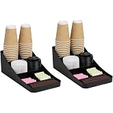 Mind Reader 2COMP7-BLK 7-Compartment Coffee Cup and Condiment Dispenser Countertop Organizer, Set of 2, 15.5" L x 7.25" W x 5
