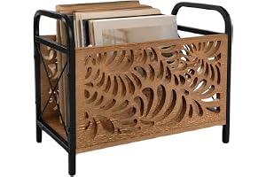 JurciCat 33.5x26x17cm Tidningsställ Trä Tidningshållare Modern Elegant Skelettmönster Tidningshållare Brevställ Multifunktionell Förvaringskorg För Kontoret Hemmet och Vardagsrummet
