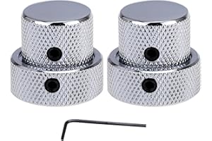 Musiclily Pro Universal Botones de Potenciómetro Metálico Perillas Concéntrico Knobs para Guitarra Eléctrica y Bajo, Cromado (2 Piezas)