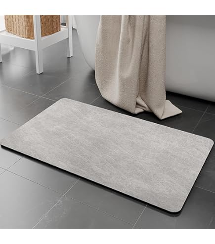 Dolic Badmat Badkamermatten Rubber Antislip Dunne Badkamer Mat Absorberend Snel Drogende Badmat voor Vloer Douchemat voor Buiten Badkuip Doucheruimte (Dark Grey, 60 x 90 cm