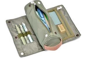 LANXIVI Astuccio portamatite di grande capacità, design arrotolabile, multifunzionale, astuccio per cancelleria, per ragazze e ragazzi, stile campeggio - verde