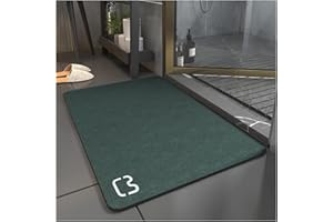 Dai Lufei Tapis de Bain Antidérapant Super Absorbant Diatomite Tapis Salle de Bain Microfibre Tapis de Baignoire Tapis de Douche Doux Séchage Rapide (Vert Foncé, 60 * 90)