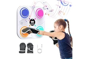 OOTO Smart Music Boxing Machine, One Punch Boxing Machine Wall Mounted With Gloves, Bluetooth Connection & LED Light, 6 Modes/Speed Adjustment, Boxing