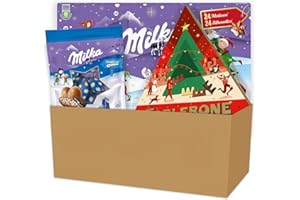 MIKLA & TOBLERONE - Milka Calendrier de l'Avent 200g, Toblerone Calendrier de l'Avent 200g, Milka Sachet de Bonbons de Noël Oreo 86g - Assortiments Festifs de Chocolats - Idée Cadeau Noël - Lot de 3