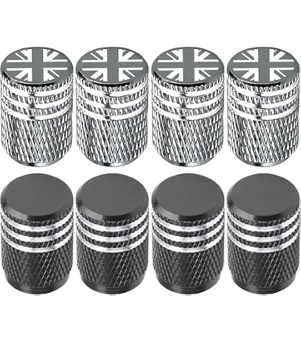 Capuchon De Valve Mini Union Jack - Métal Chromé, Pour Valves Schrader Standard - 6